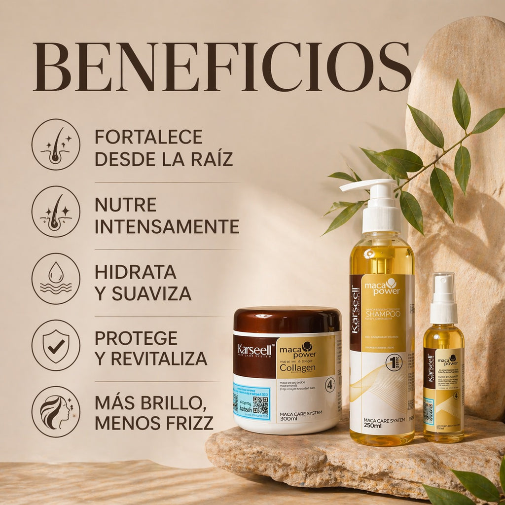 TRIO KARSEELL (Shampoo 250ml + Tratamiento 300ml + aceite 60ml)